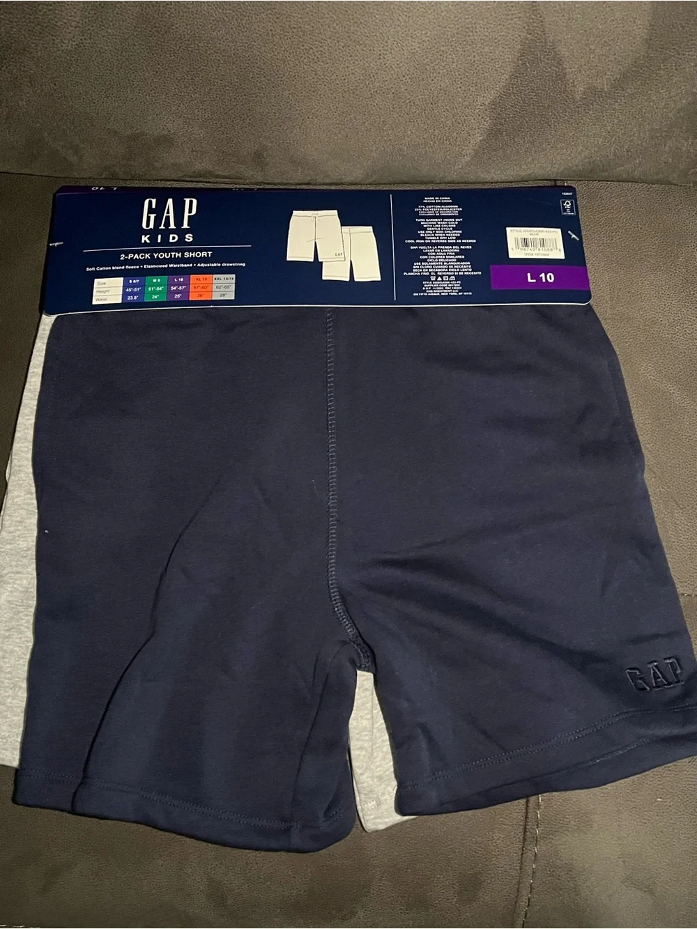 GAP Kids Heather Gray & NavyAthletic Shorts 2-Pack Youth Size L-10 NWT